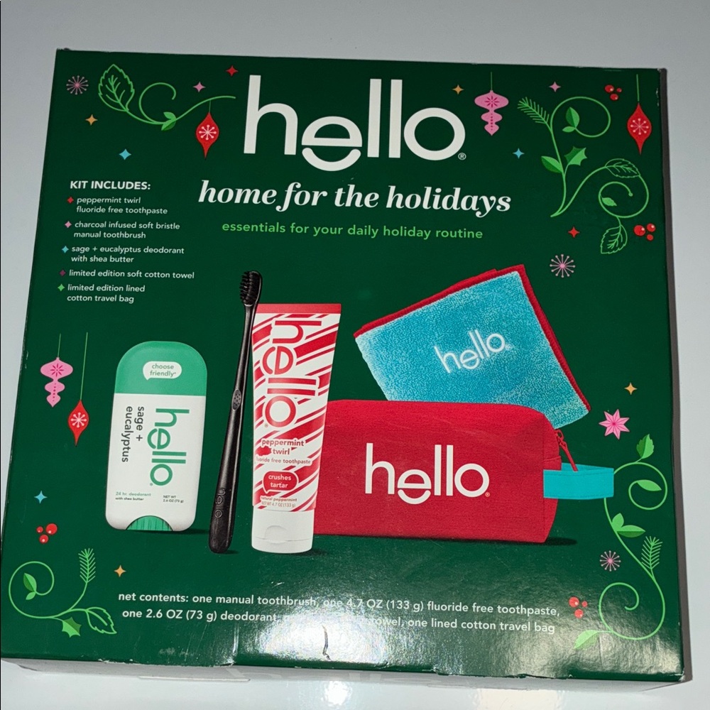 Home for the Holidays Holiday Oral Care Kit - Red & Teal Brand New